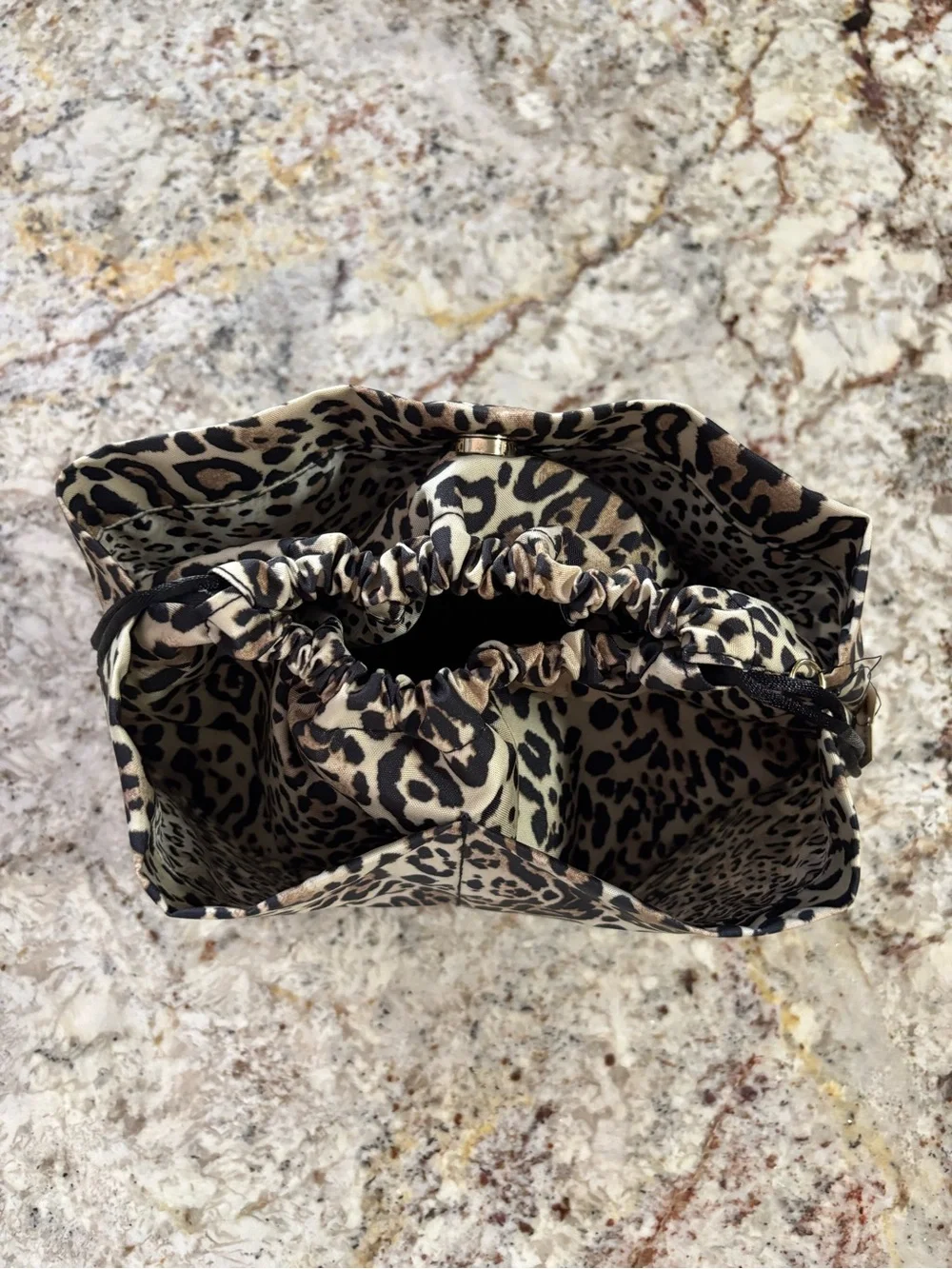 Chico's Leopard Print Cosmetic Pouch in Black and Brown